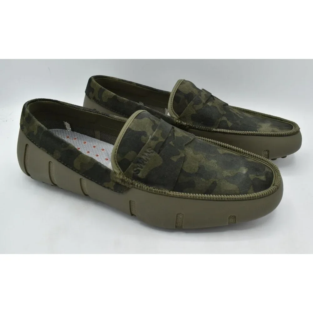 SWIMS‎ Mens Size 9 Luxe Driver Hickory Green Camo Camouflage Loafers Shoes